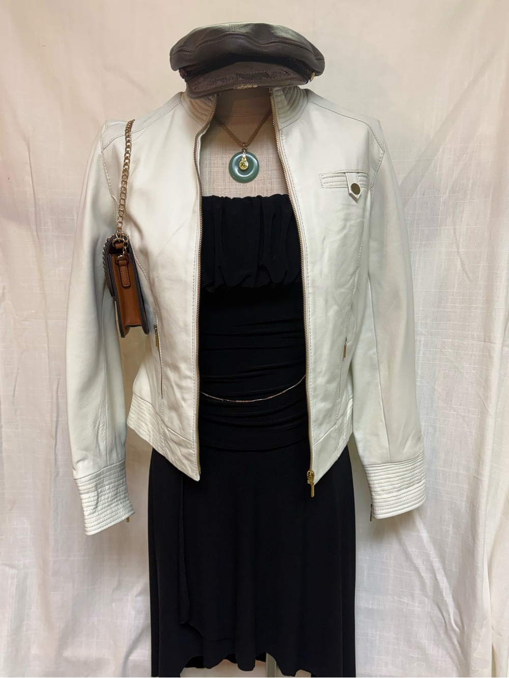 Arden B White Faux Leather Zip Jacket